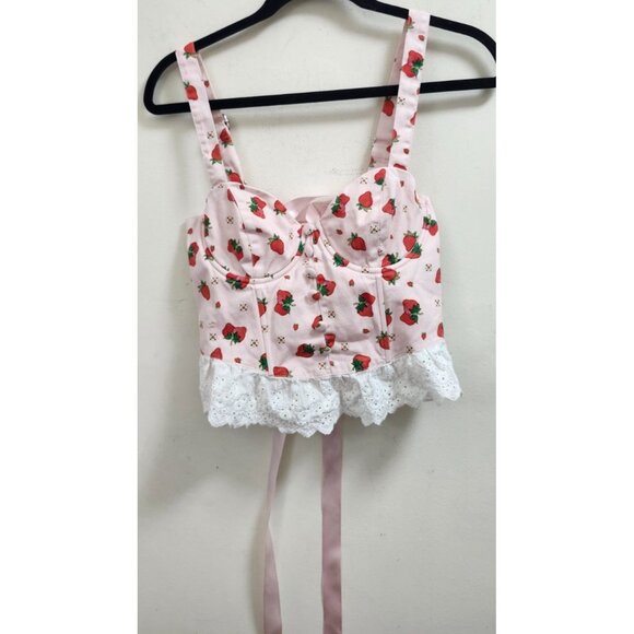 Dolls Kill X Strawberry Shortcake Meadow Greeting Corset Top M - Picture 2 of 9